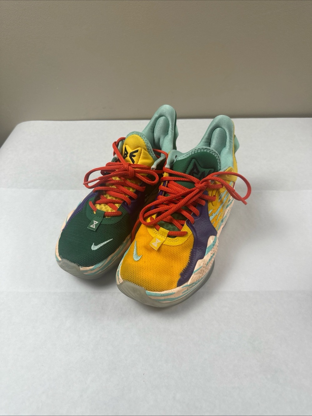 Nike Paul George Kids Multicolor Sneakers with Red Laces